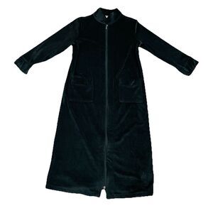 the vermont country store Velvet Robe Small Full Zip Long Pockets